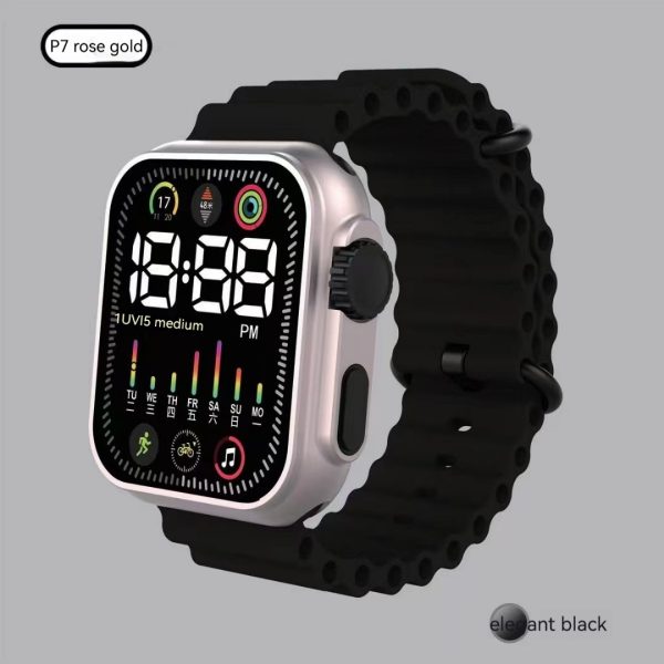 Led Electronic Watch | P7 Rose Gold Marine Band Fashion | Digital Sports Students Children Led Electronic Watch