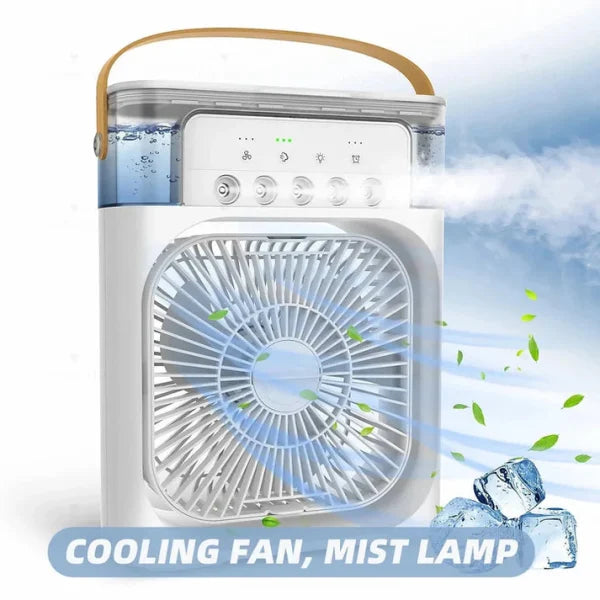 Portable Air Conditioner Fan Usb Electric Fan With Led Night Light, Fine Mist Water, And Humidifier Function | Led Night Light Water Mist – Random Color – 09 Inch