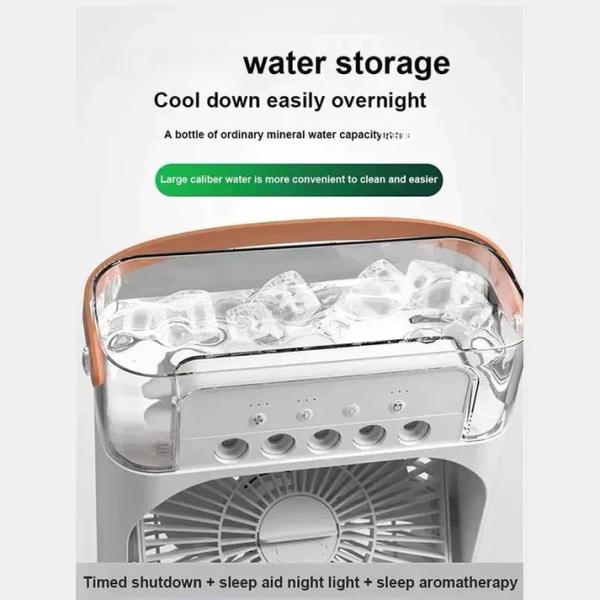 Portable Air Conditioner Fan Usb Electric Fan With Led Night Light, Fine Mist Water, And Humidifier Function | Led Night Light Water Mist – Random Color – 09 Inch