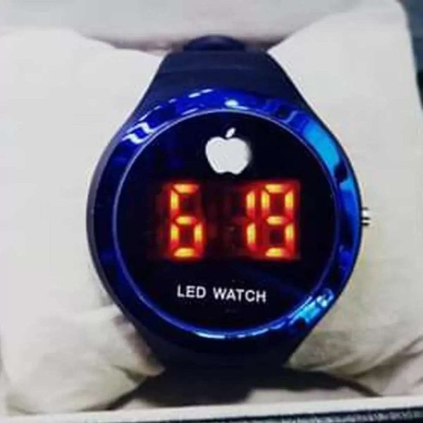 Round Shape Led Digital Watch With Apple Logo Digital Watch For Men And Women ( Random Color ) – Without Box
