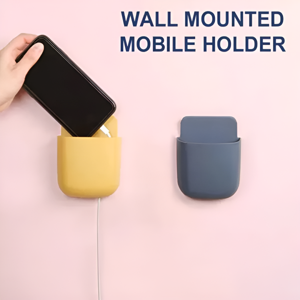 1 Pcs u Shape Wall Mounted Mobile And Remote Holder | wall Mounted Storage Case For Remote, Toothbrush, Mobile Phone Plug Holder | Multifunctional Storage Holder (random Color)