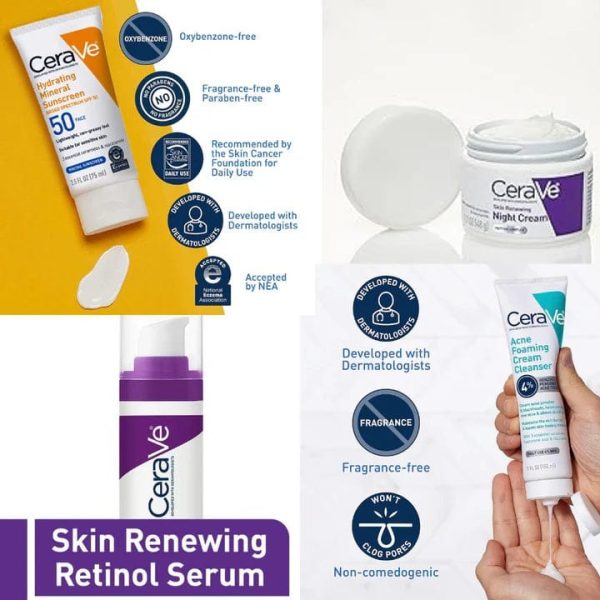 Complete Skin Care Kit – Night Cream, Retinol Serum, Acne Foaming Cleanser & Hydrating Mineral Sunscreen