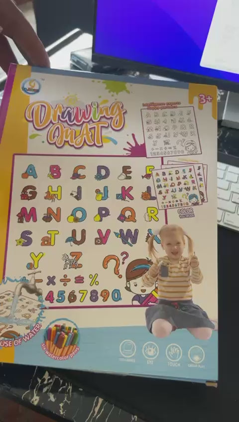 Reusable Water Drawing Mat For Kids – Educational Alphabet & Number Learning Toy With Magic Pens
