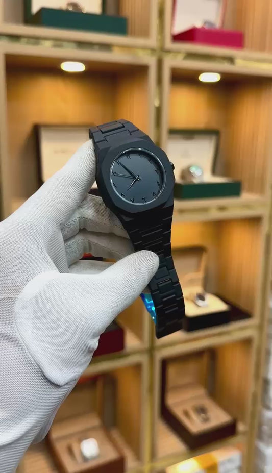 Full Black Aura Quartz Watch – Lightweight Design, , Premium Quality & Finish – Best Quality Analog Watch For Boys – Watch For Men | Full Black Color Watch (with Random Box)