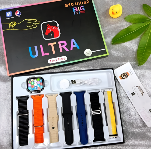 S10 Ultra 2 Smart Watch For Kids & Adults | 7 Stylish Straps | Titanium Body | Magnetic Charger | Water Resistant