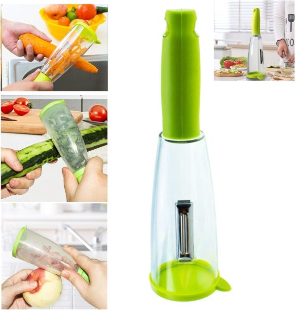 Stainless Steel Multifunctional Vegetable Fruit Peeler With Storage Box –  carrot Peeler Stainless – Veggie Peeler Kitchen Gadgets – Potatoes Cucumber Vegetables Carrot Peeler ( Random Color )